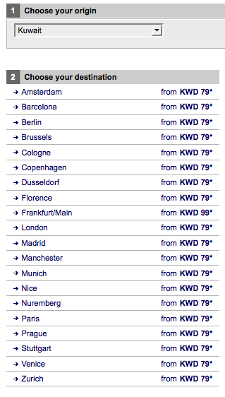 Lufthansa 79 KWD europe offer